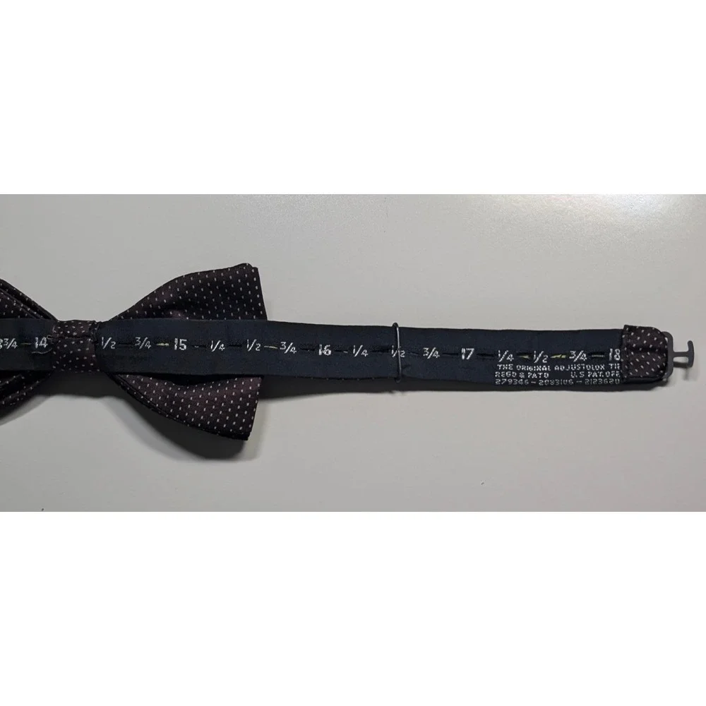 Calvin Klein Mens 100% Silk Cummerbund and Bow Tie Set Plum Micro Dot‎ Made USA